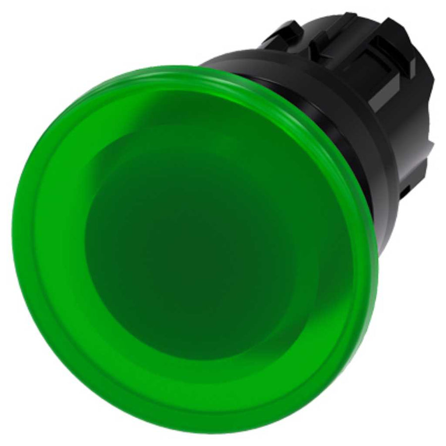 Cabeza seta 3SU, 22mm, plástico, verde, seta