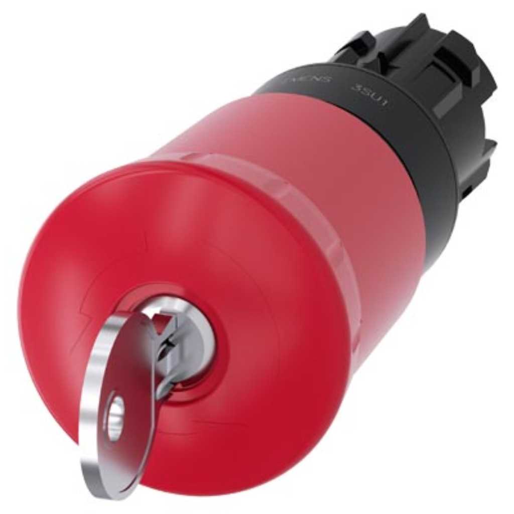 Cabeza llave 3SU, 22mm, plástico, rojo, seta