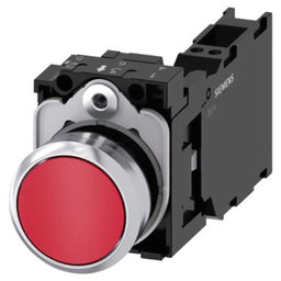 Pulsador 3SU, 22mm, metal, rojo, 1NA+1NC, resorte
