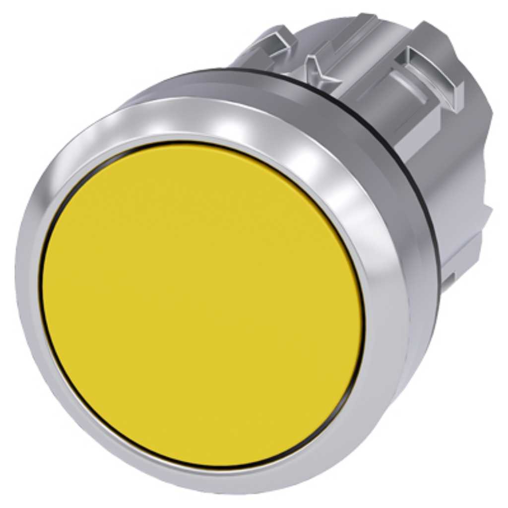 Cabeza pulsador 3SU, 22mm, metal, amarillo, rasante