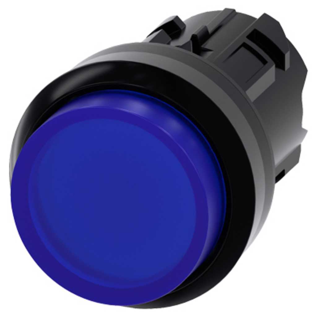 Cabeza pulsador 3SU, 22mm, plástico, azul, luminoso