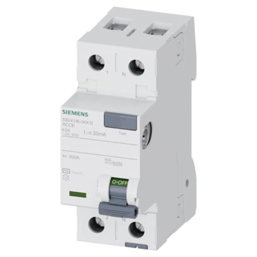 Interruptor diferencial, 2 polos, tipo AC, 125V, 63A, 30mA