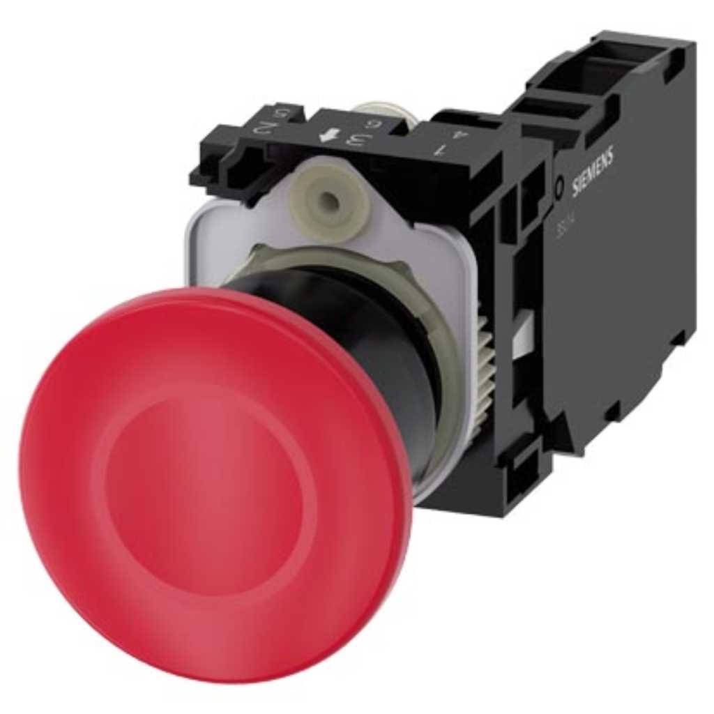 Pulsador 3SU, 22mm, plástico, rojo, 1NA+1NC, tornillo