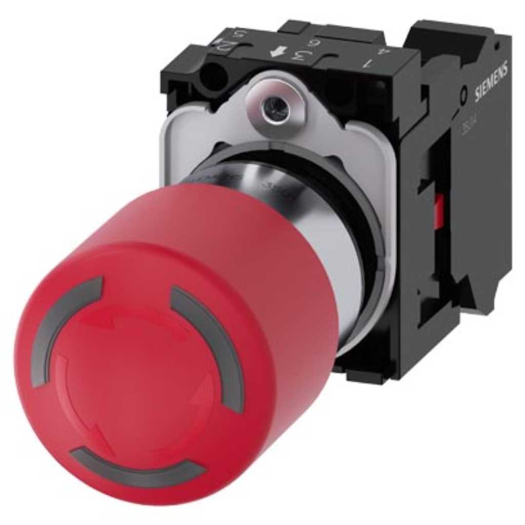 Pulsador 3SU, 22mm, metal, rojo, 1NC, resorte