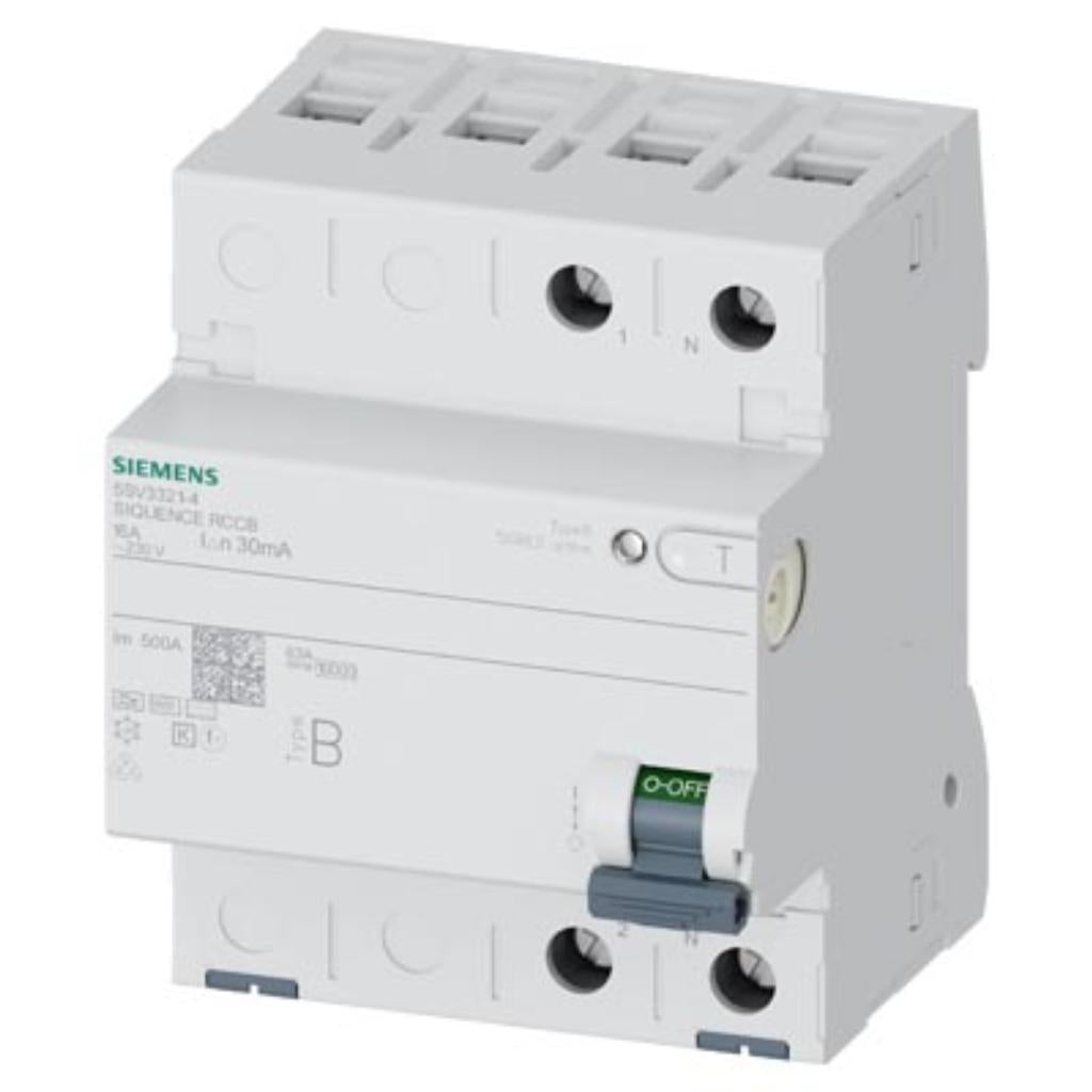 Interruptor diferencial, 2 polos, tipo B, 230V, 16A, 30mA, con retardo breve