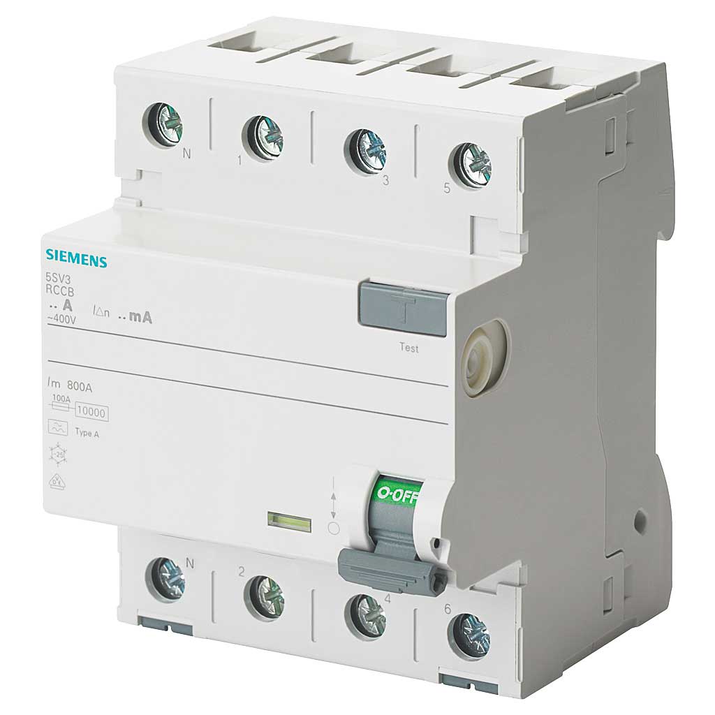 Interruptor diferencial, 3+N polos, tipo A, 400V, con retardo breve