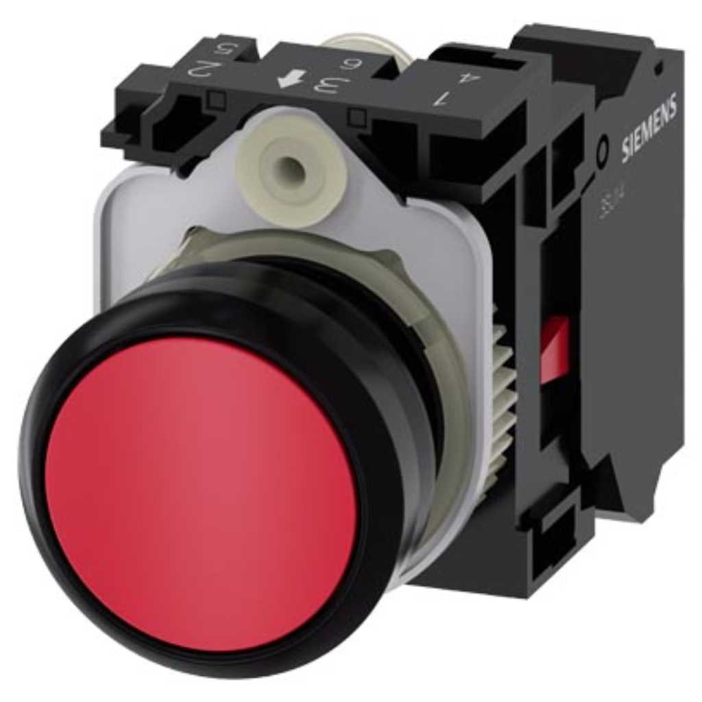 Pulsador 3SU, 22mm, plástico, rojo, 1NC, resorte