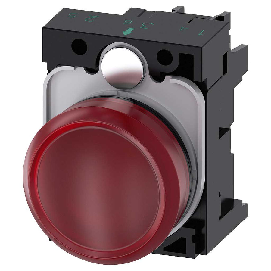 Pulsador 3SU, 22mm, plástico, rojo, tornillo