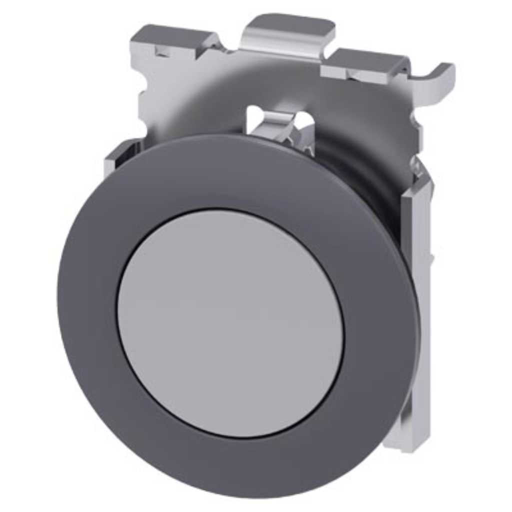 Cabeza pulsador 3SU, 30mm, metal, gris, rasante