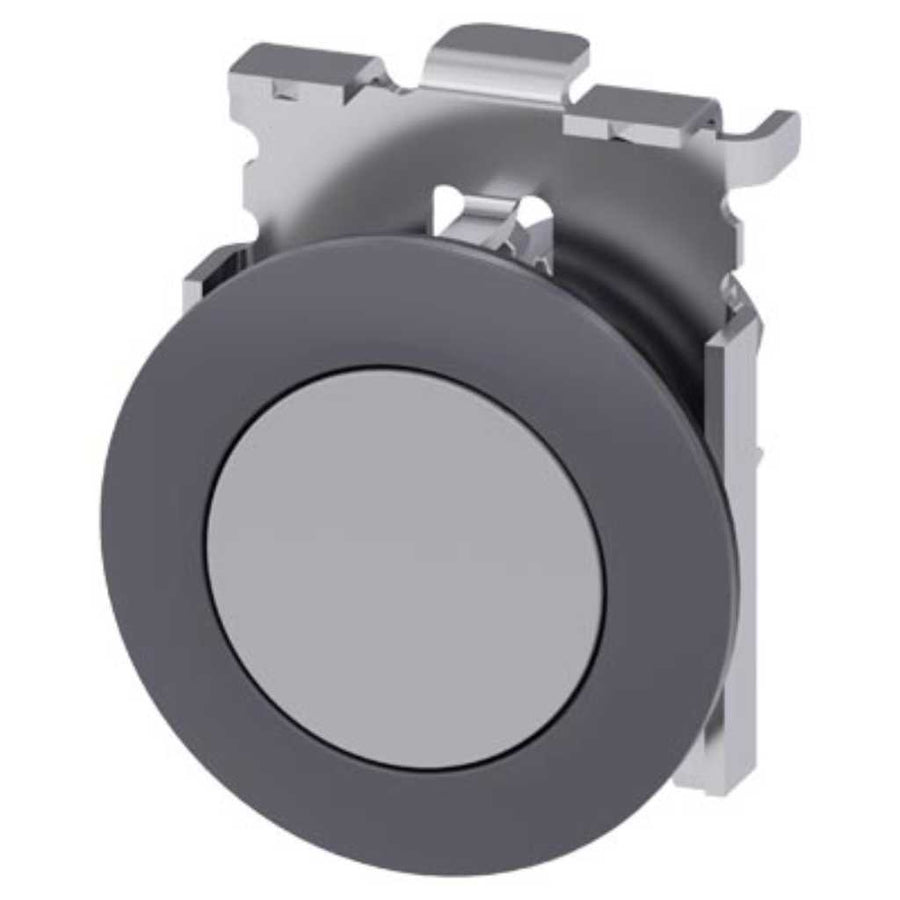Cabeza pulsador 3SU, 30mm, metal, gris, rasante