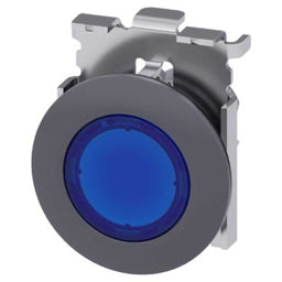 Cabeza pulsador 3SU, 30mm, metal, azul, rasante