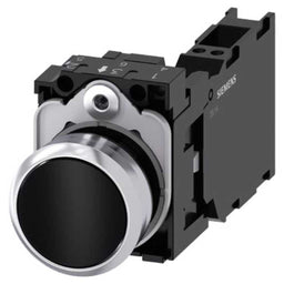 Cabeza pulsador 3SU, 22mm, metal, negro, rasante