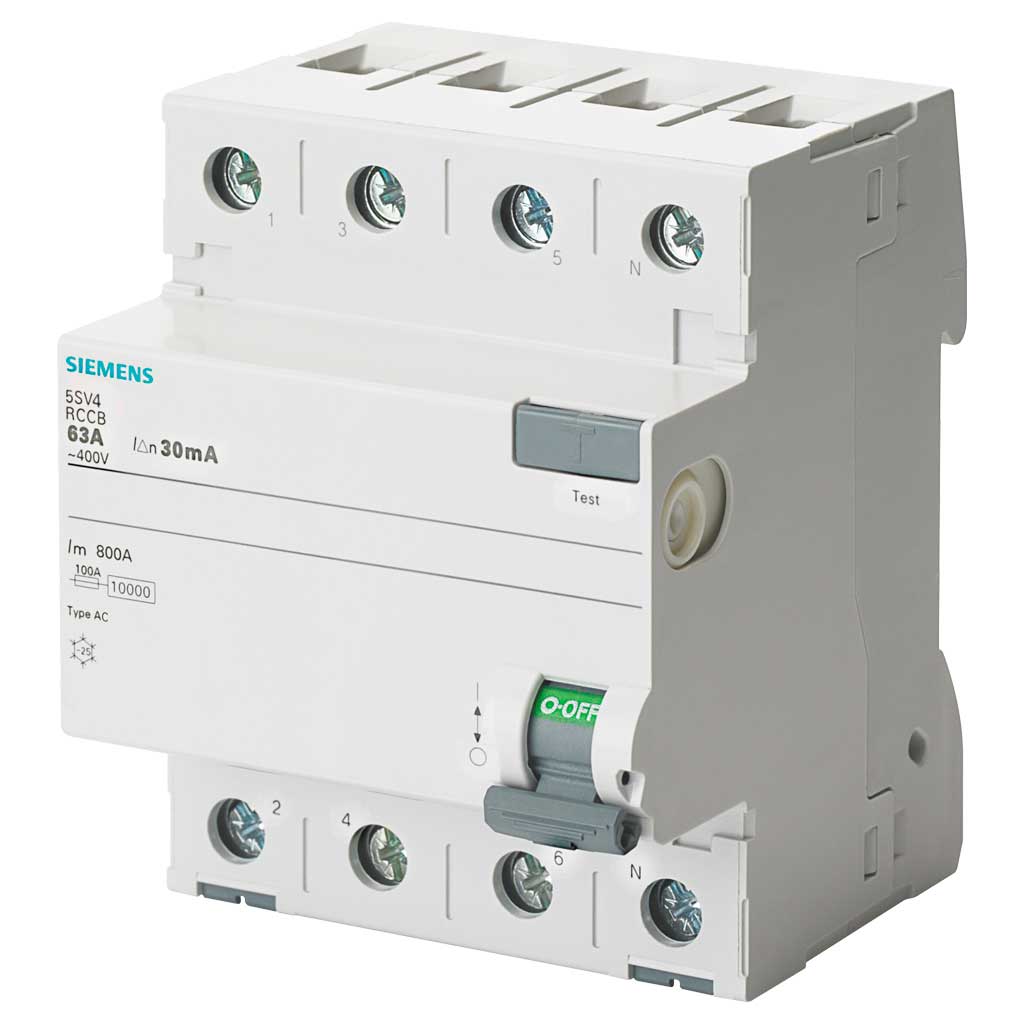 Interruptor diferencial, 4 polos, tipo AC, 40A, 300mA