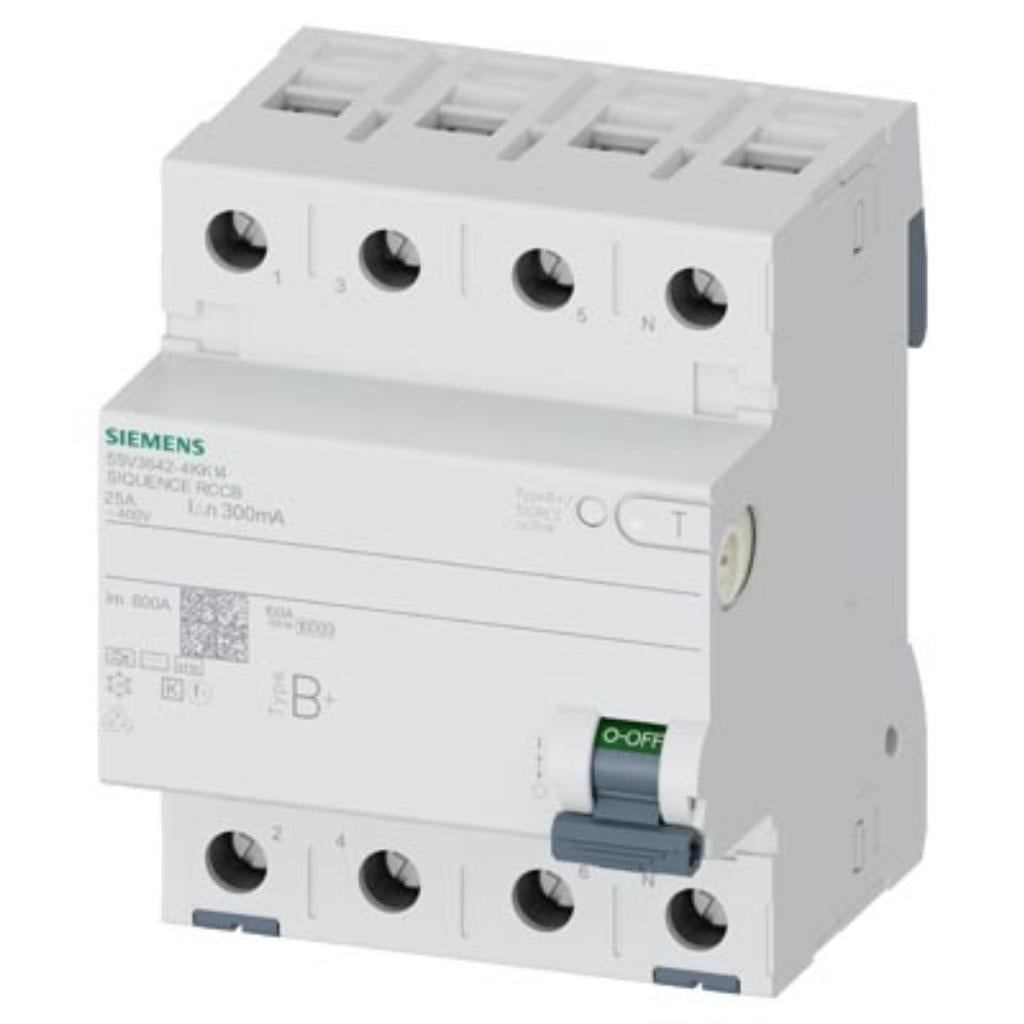 Interruptor diferencial, 4 polos, tipo A, 25A, 300mA