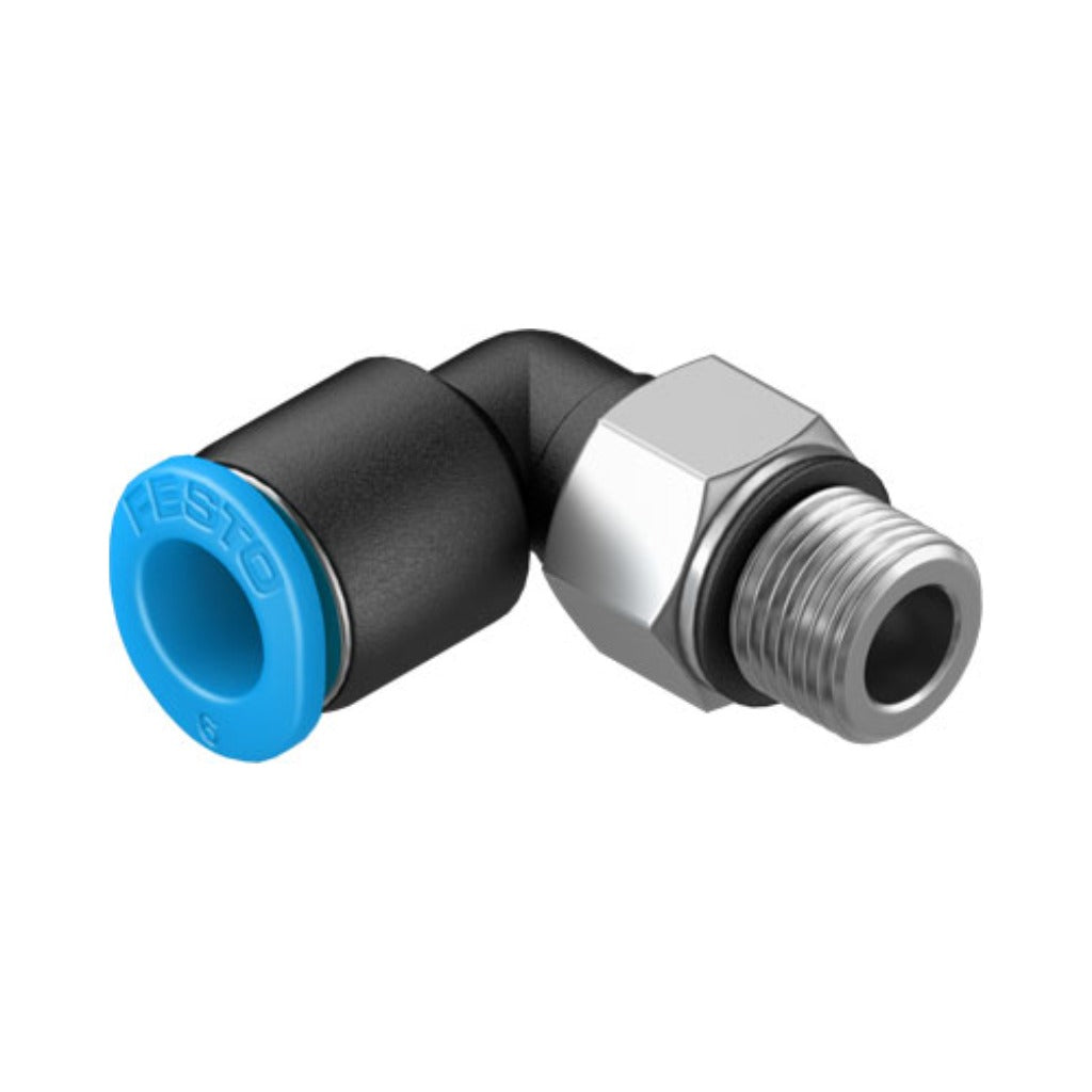 Racor mini codo QSML, M7, tubo 6 mm