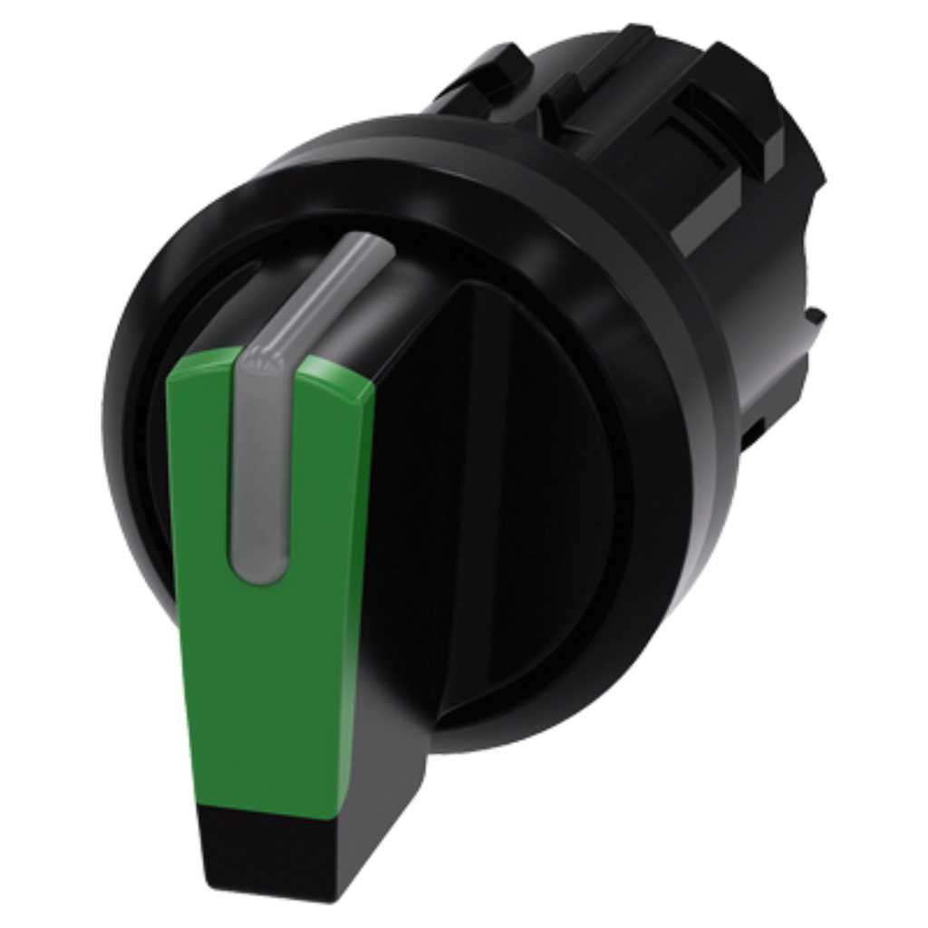 Cabeza selector 3SU, 22mm, plástico, verde, selector