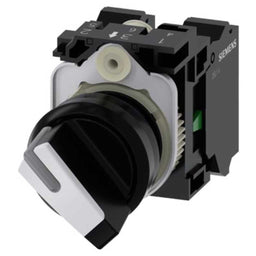 Selector 3SU, 22mm, plástico, blanco, 1NA+1NC, resorte