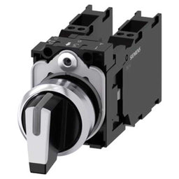 Selector 3SU, 22mm, metal, blanco, 1NA+1NC, resorte