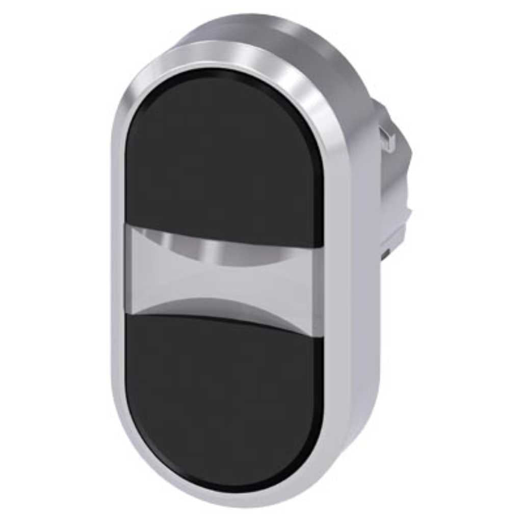 Cabeza pulsador 3SU, 22mm, metal, negro, rasante