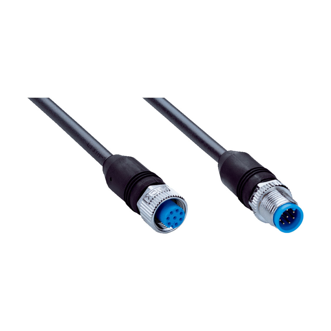 Cable sensor YF2, hembra M12 8P cod.A, macho M12 8P cod.A, sin apant., 5m 8H PUR