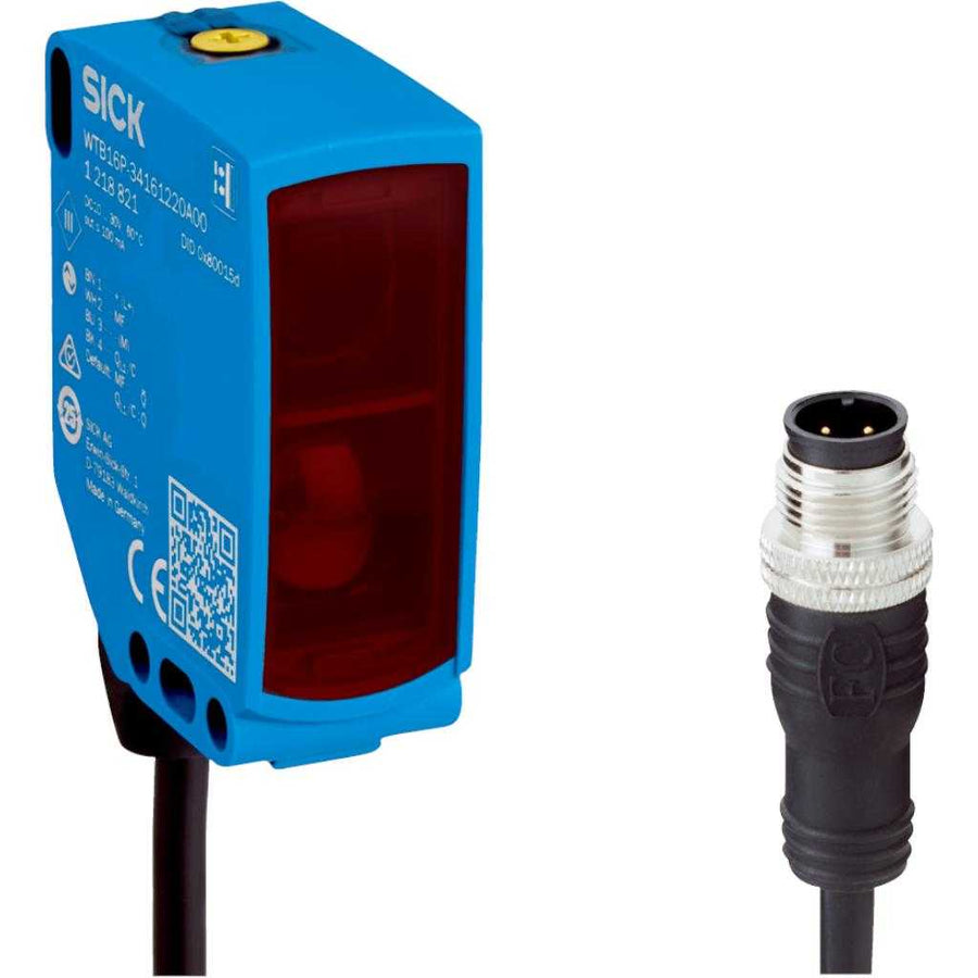 Fotocélula detección sobre objeto WTB16P LED, PNP/NPN, claro/oscuro, cable M12 4P 318mm