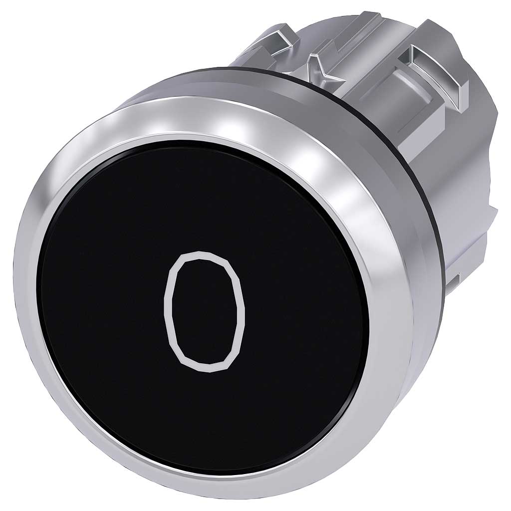 Cabeza pulsador 3SU, 22mm, metal, negro, rasante