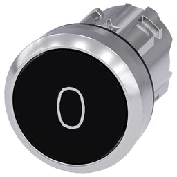 Cabeza pulsador 3SU, 22mm, metal, negro, rasante