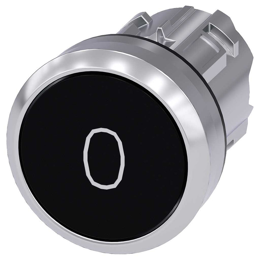 Cabeza pulsador 3SU, 22mm, metal, negro, rasante