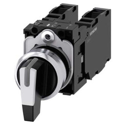 Selector 3SU, 22mm, metal, blanco, 1NA, tornillo