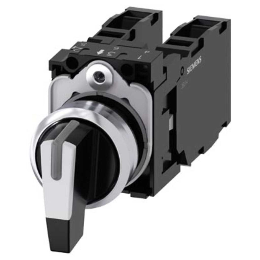 Selector 3SU, 22mm, metal, blanco, 1NA, tornillo