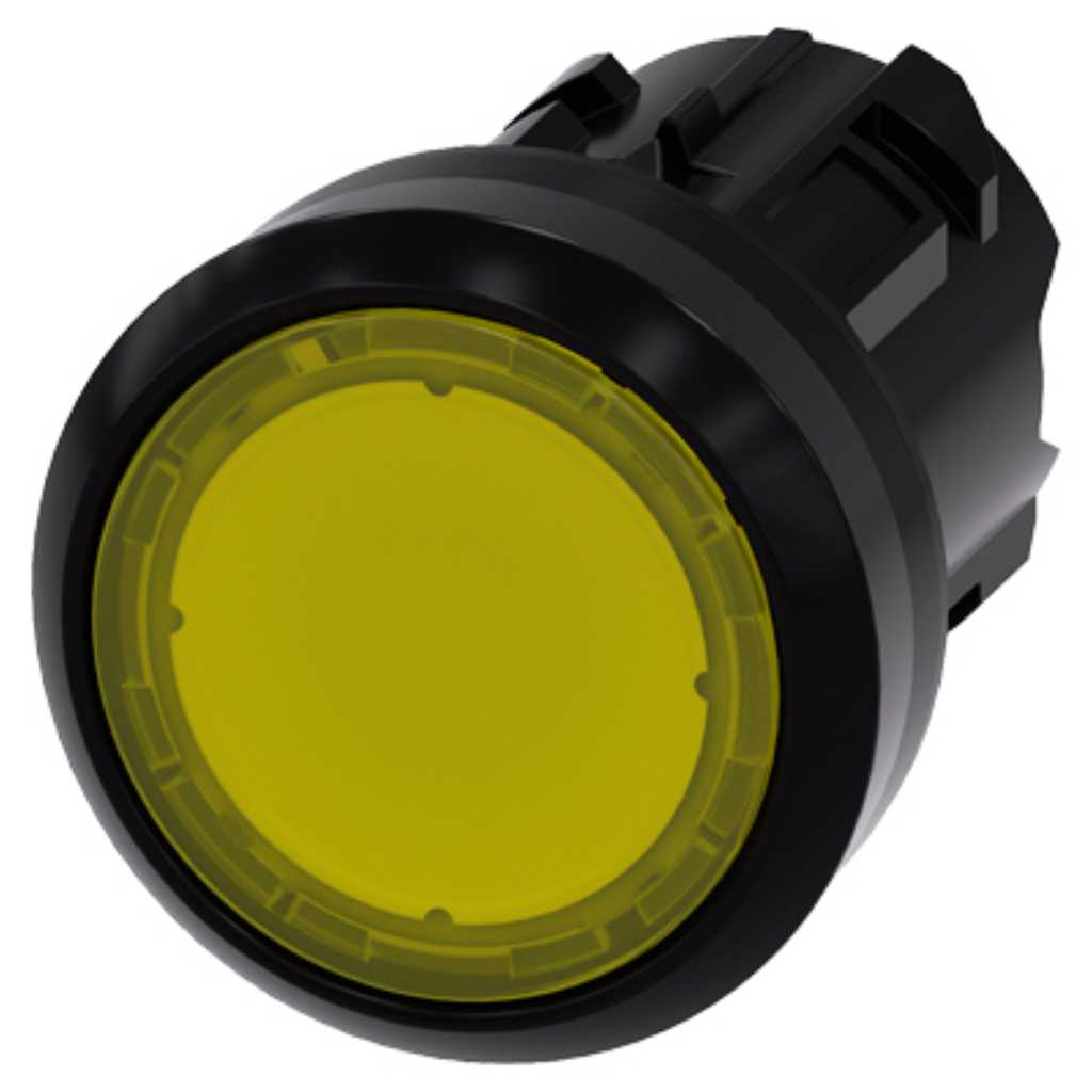 Piloto señalización 3SU, 22mm, plástico, amarillo, luminoso