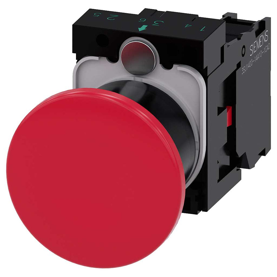 Pulsador 3SU, 22mm, plástico, rojo, 1NC, tornillo