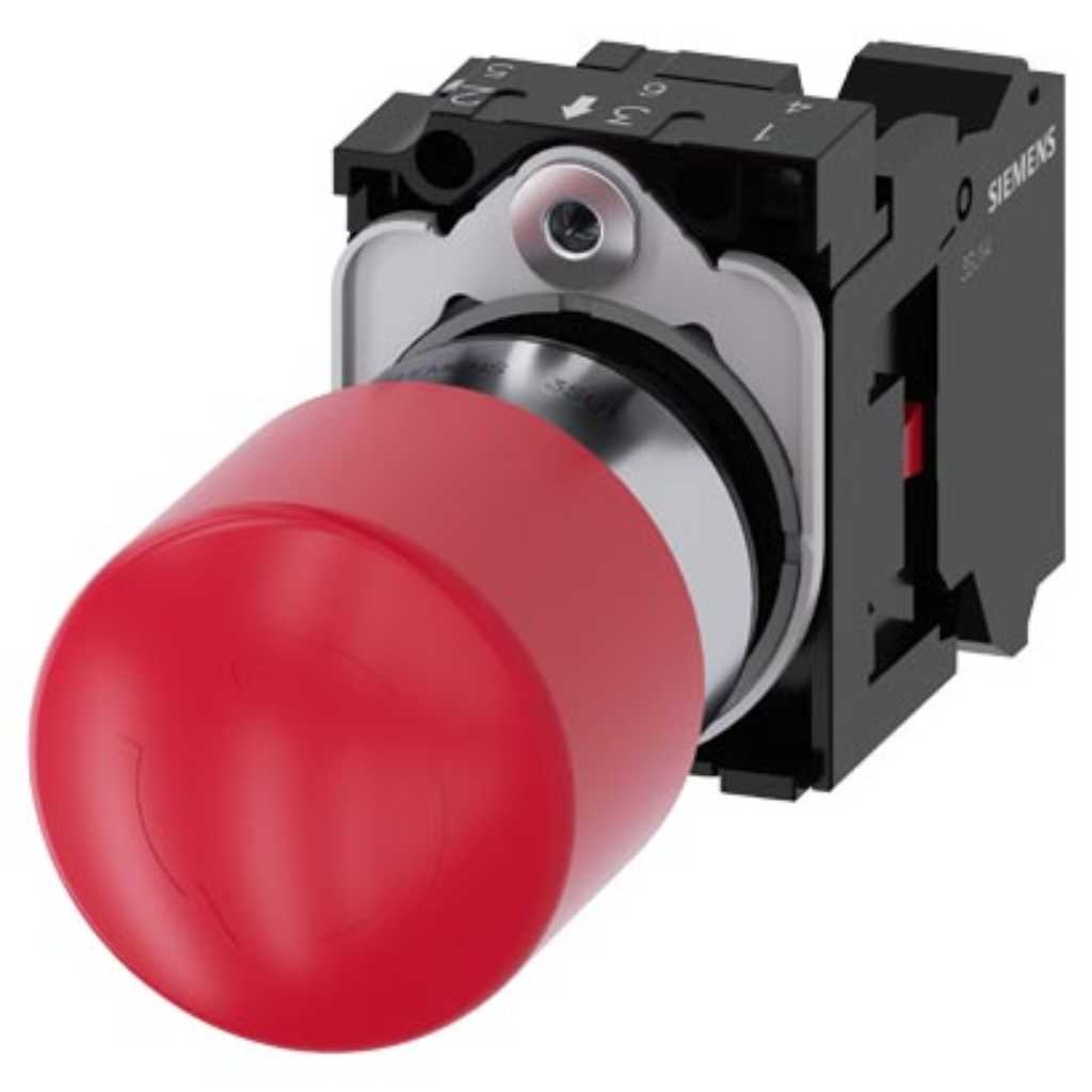 Pulsador 3SU, 22mm, metal, rojo, 1NC, resorte