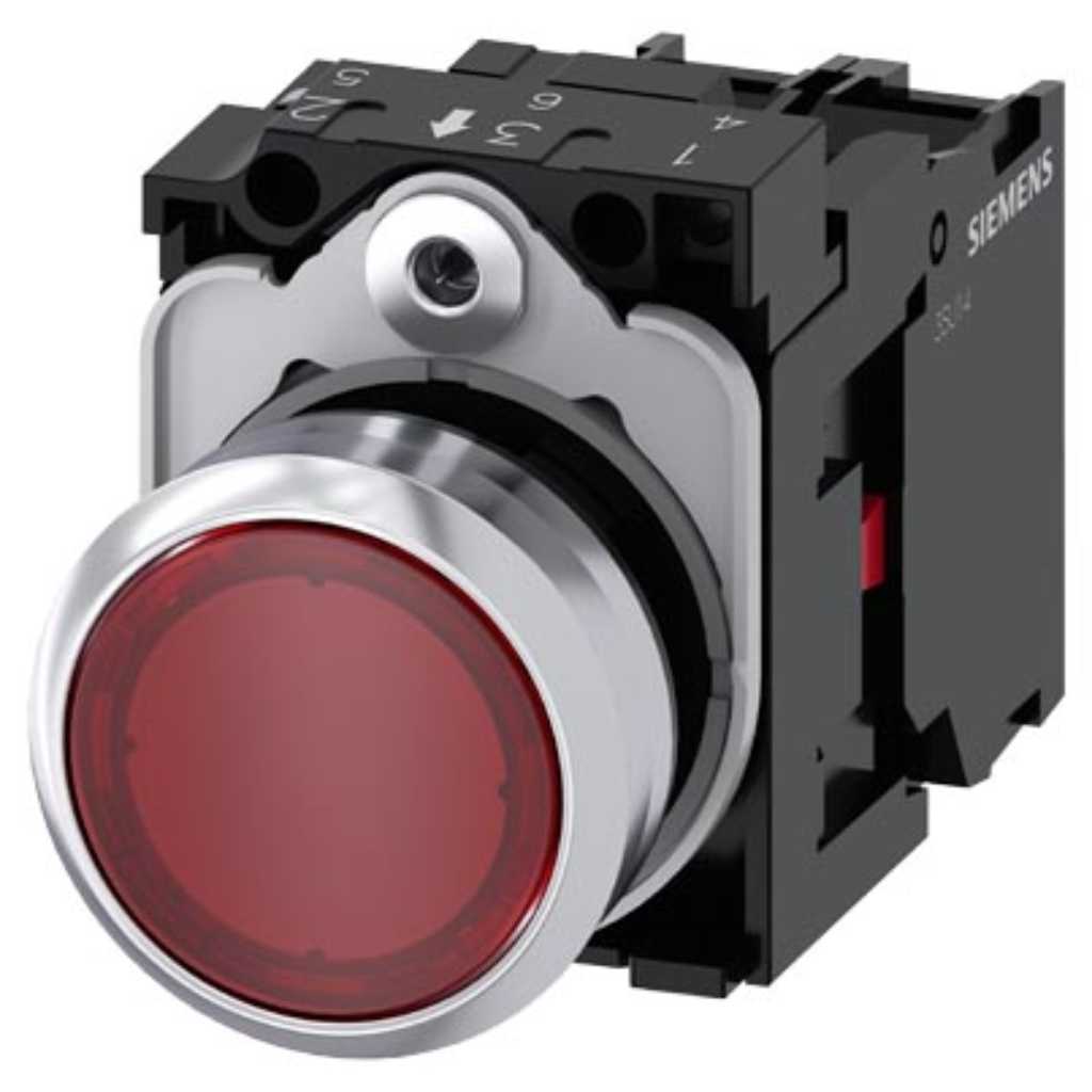 Pulsador 3SU, 22mm, metal, rojo, 1NC, tornillo