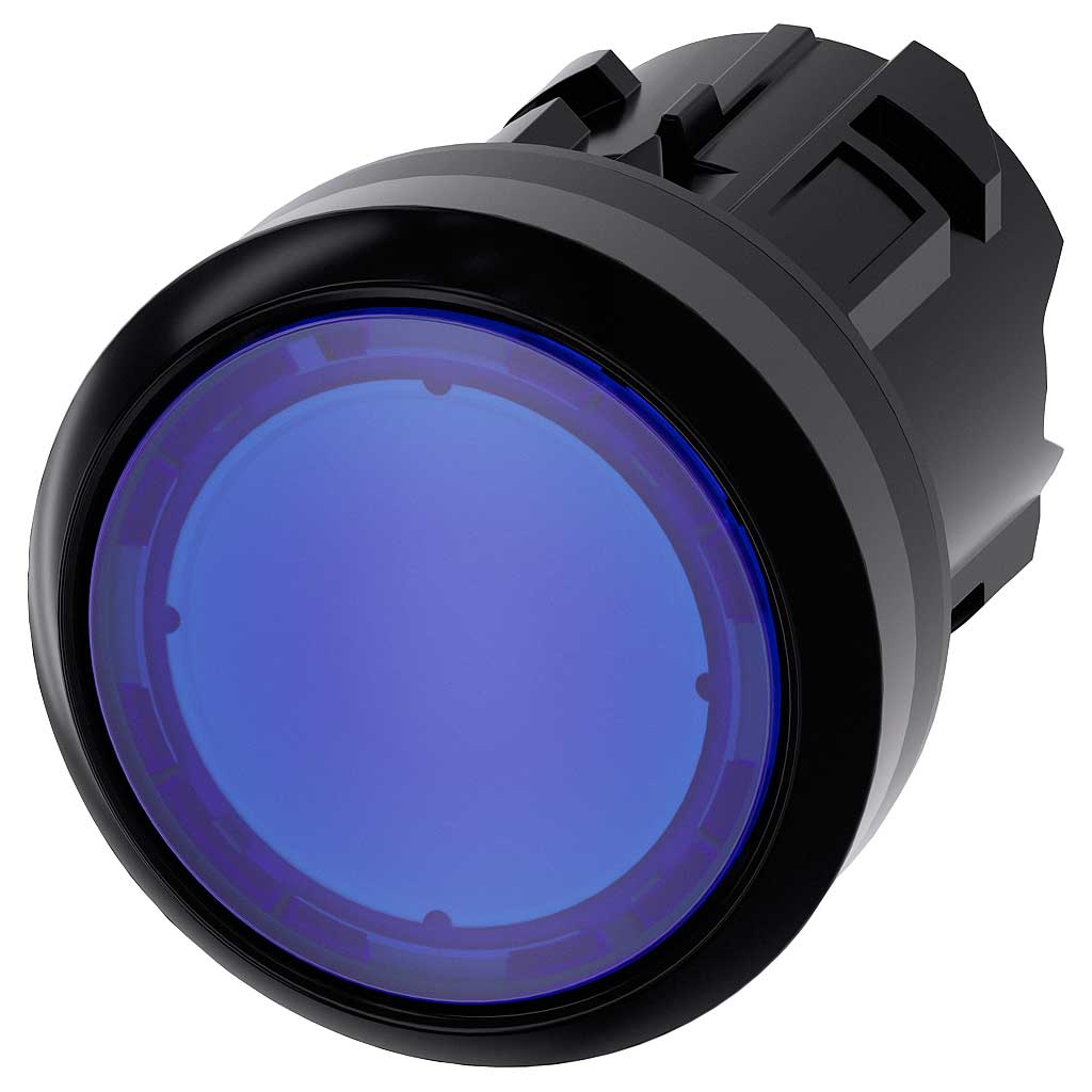 Cabeza pulsador 3SU, 22mm, plástico, azul, rasante