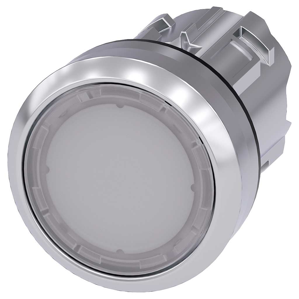 Cabeza pulsador 3SU, 22mm, metal, blanco, rasante