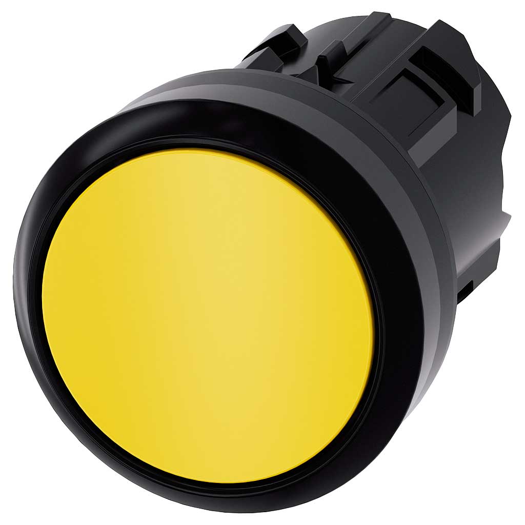 Cabeza pulsador 3SU, 22mm, plástico, amarillo, rasante