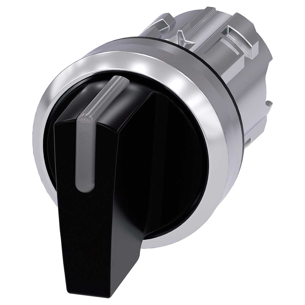Cabeza selector 3SU, 22mm, metal, negro, selector