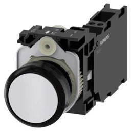 Pulsador 3SU, 22mm, plástico, blanco, 1NA+1NC, resorte