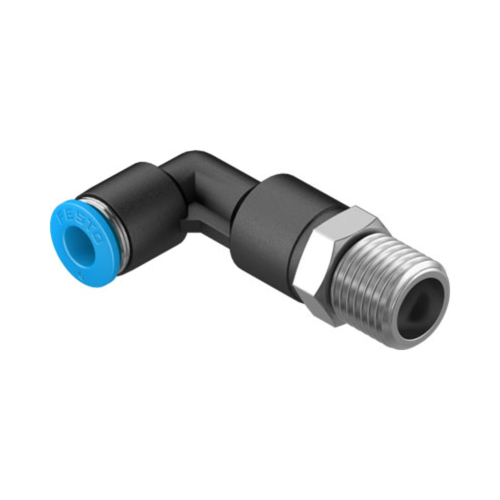 Racor codo largo QSLL, 1/4, tubo 6 mm
