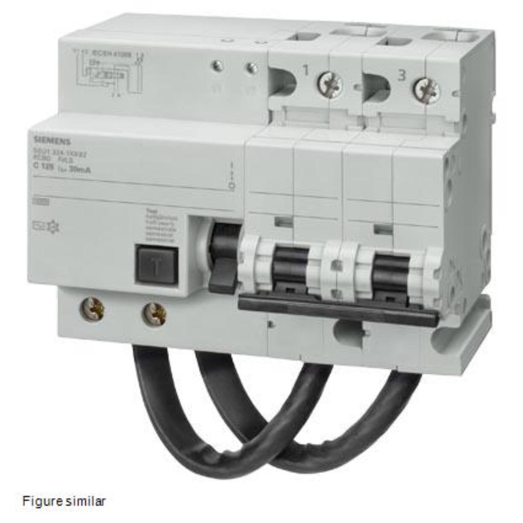 Interruptor diferencial combinado, 2 polos, tipo A, curva B, 10kA, 125A, 300mA
