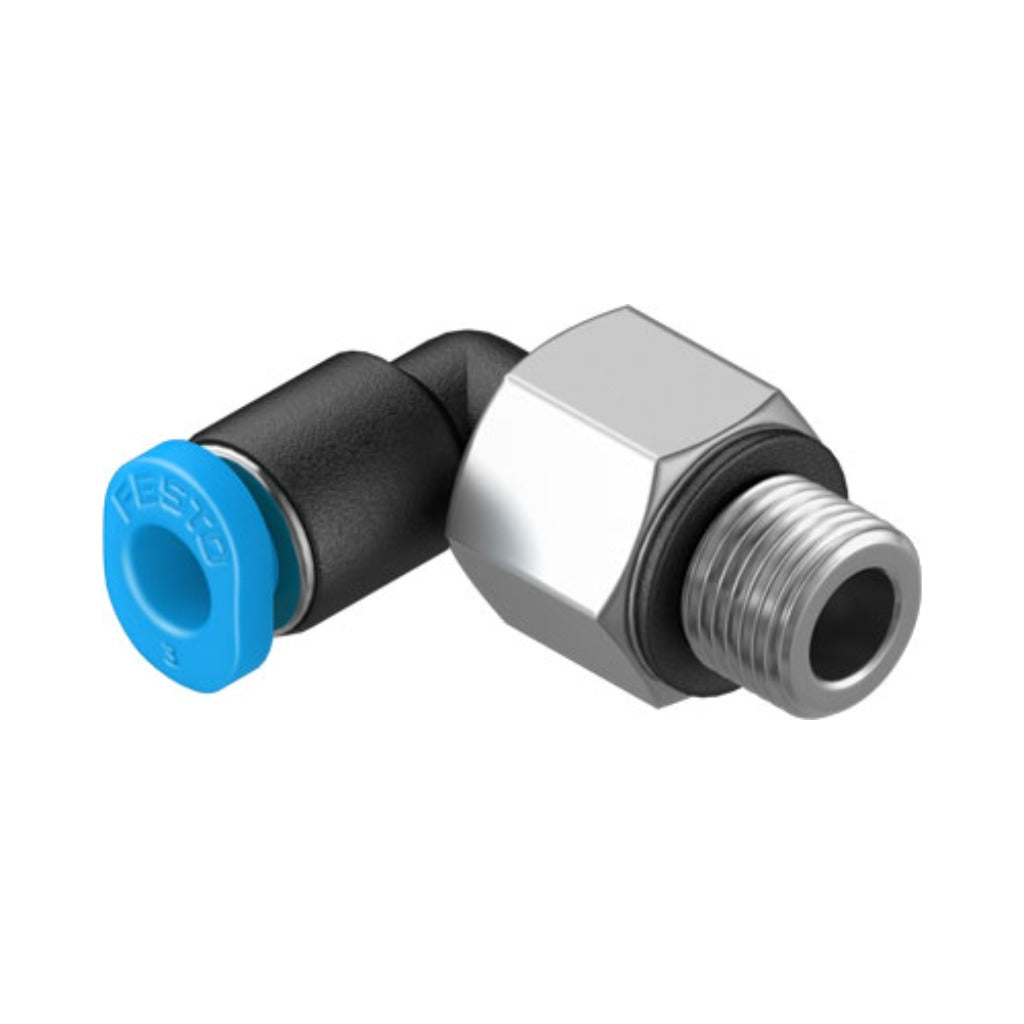 Racor mini codo QSML, M5, tubo 3 mm