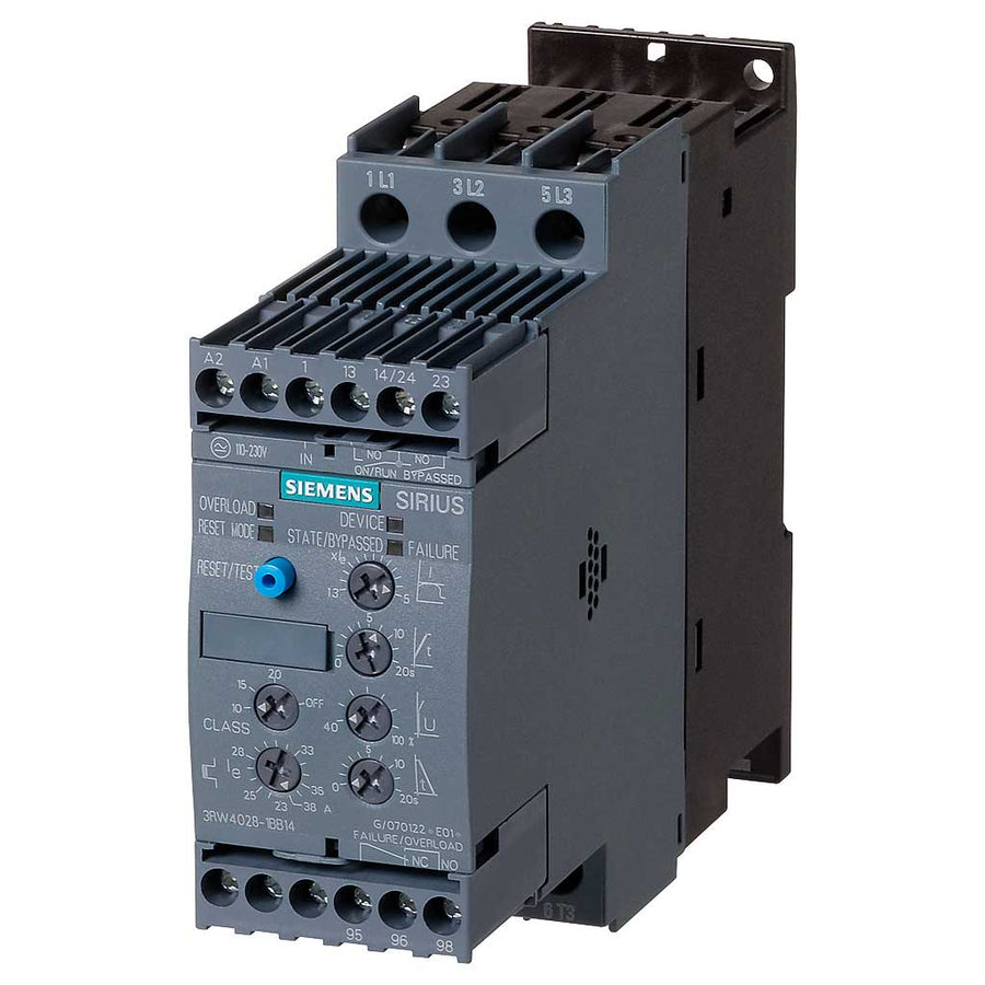 Arrancador suave SIRIUS, S2, 45A, 22kW, 110-230V, tornillo
