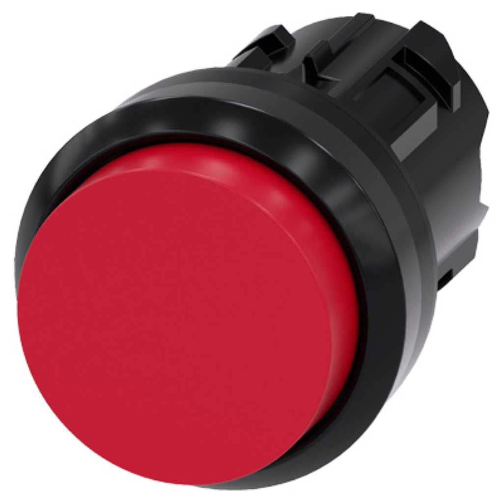 Cabeza pulsador 3SU, 22mm, plástico, rojo, saliente