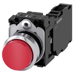 Pulsador 3SU, 22mm, metal, rojo, 1NA+1NC, tornillo
