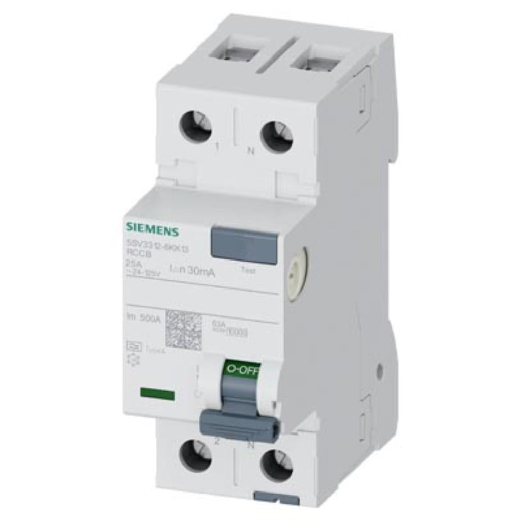 Interruptor diferencial, 2 polos, tipo A, 125V, 25A, 30mA