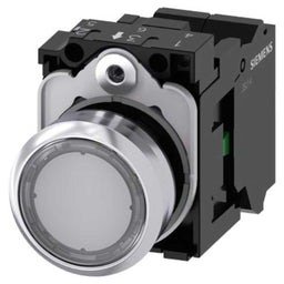 Pulsador 3SU, 22mm, metal, transparente, 1NA, resorte