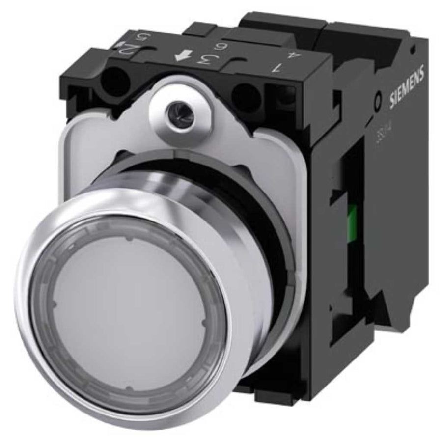 Pulsador 3SU, 22mm, metal, transparente, 1NA, resorte