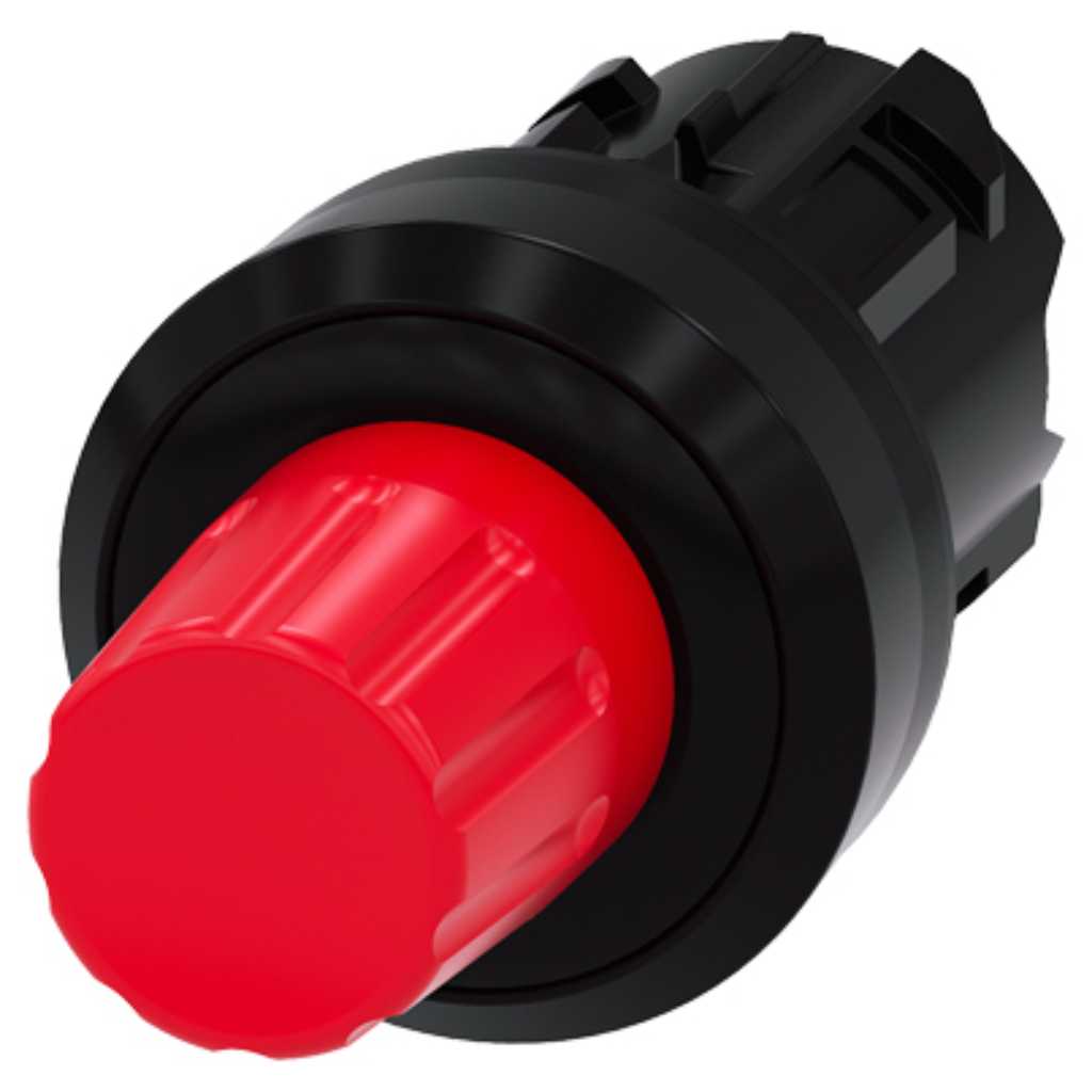 Cabeza pulsador 3SU, 22mm, plástico, rojo, saliente