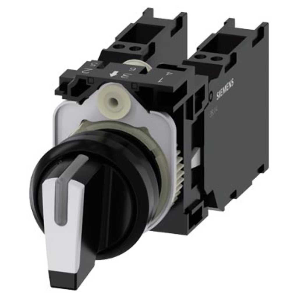 Selector 3SU, 22mm, plástico, blanco, 1NA+1NC, resorte